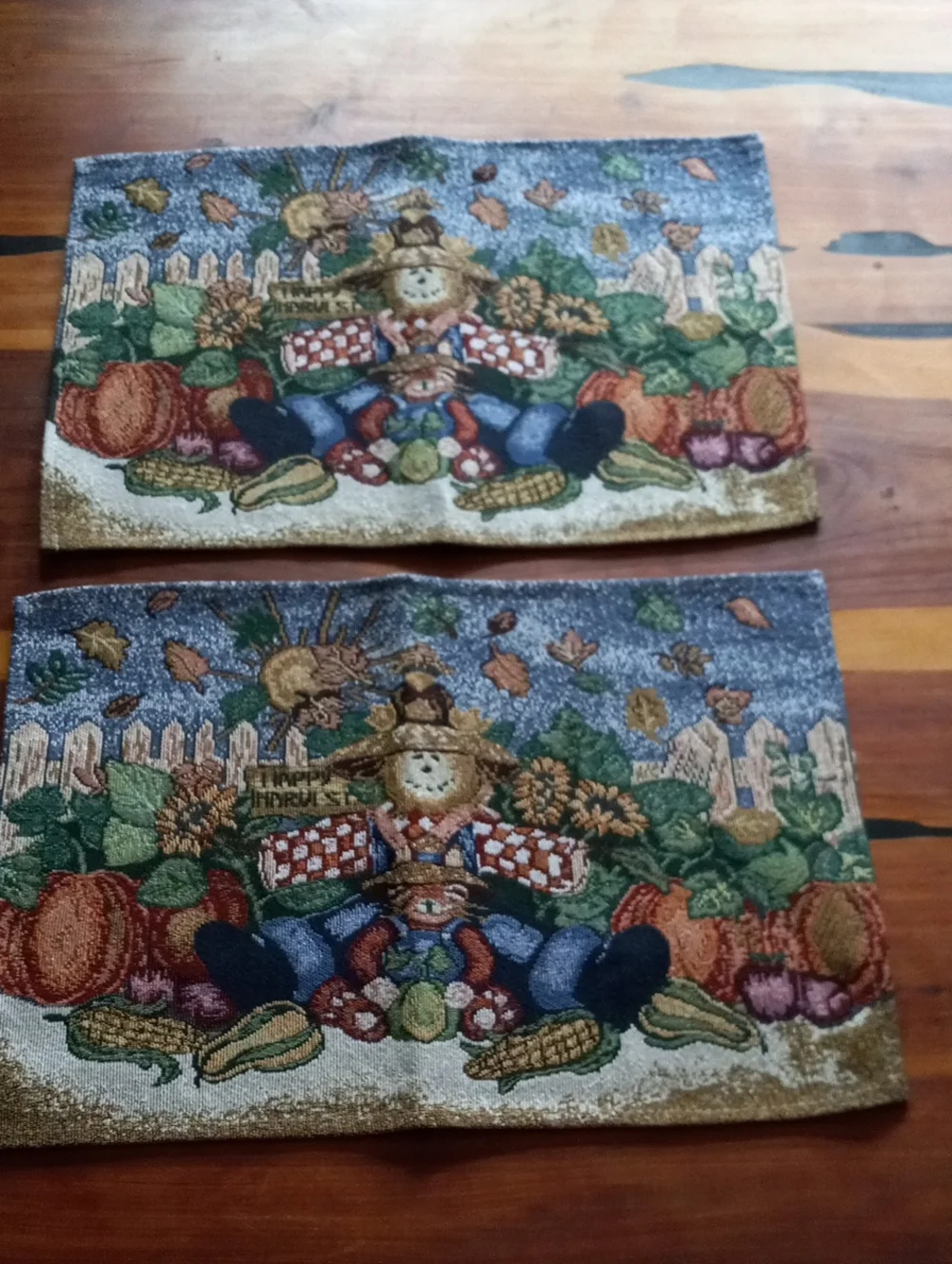 Vintage Happy Harvest Woven Tapestry Placemats - Set of 6
